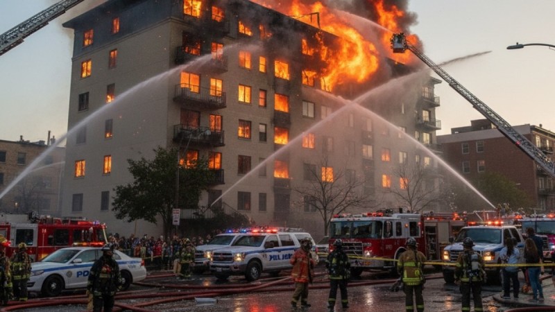 20 человек спасены при пожаре в Уральске (ВИДЕО)