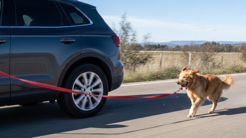 Мужчина привязал собаку к машине и протащил по асфальту (ВИДЕО)