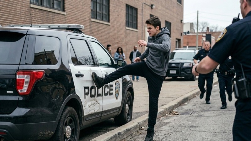 В Шымкенте подросток напал на полицейского и повредил служебное авто