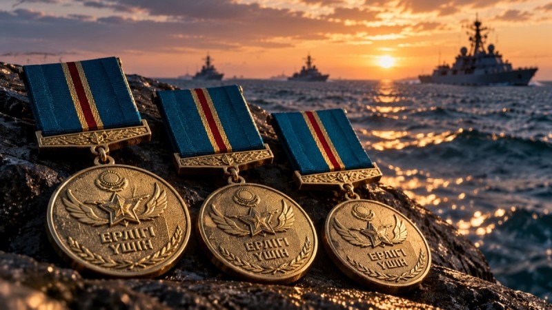 Троих выживших после ЧП на Каспии наградили медалью «Ерлігі үшін»