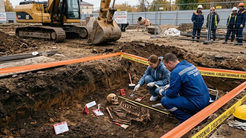 В Петропавловске во время строительства обнаружили захоронения XIX века